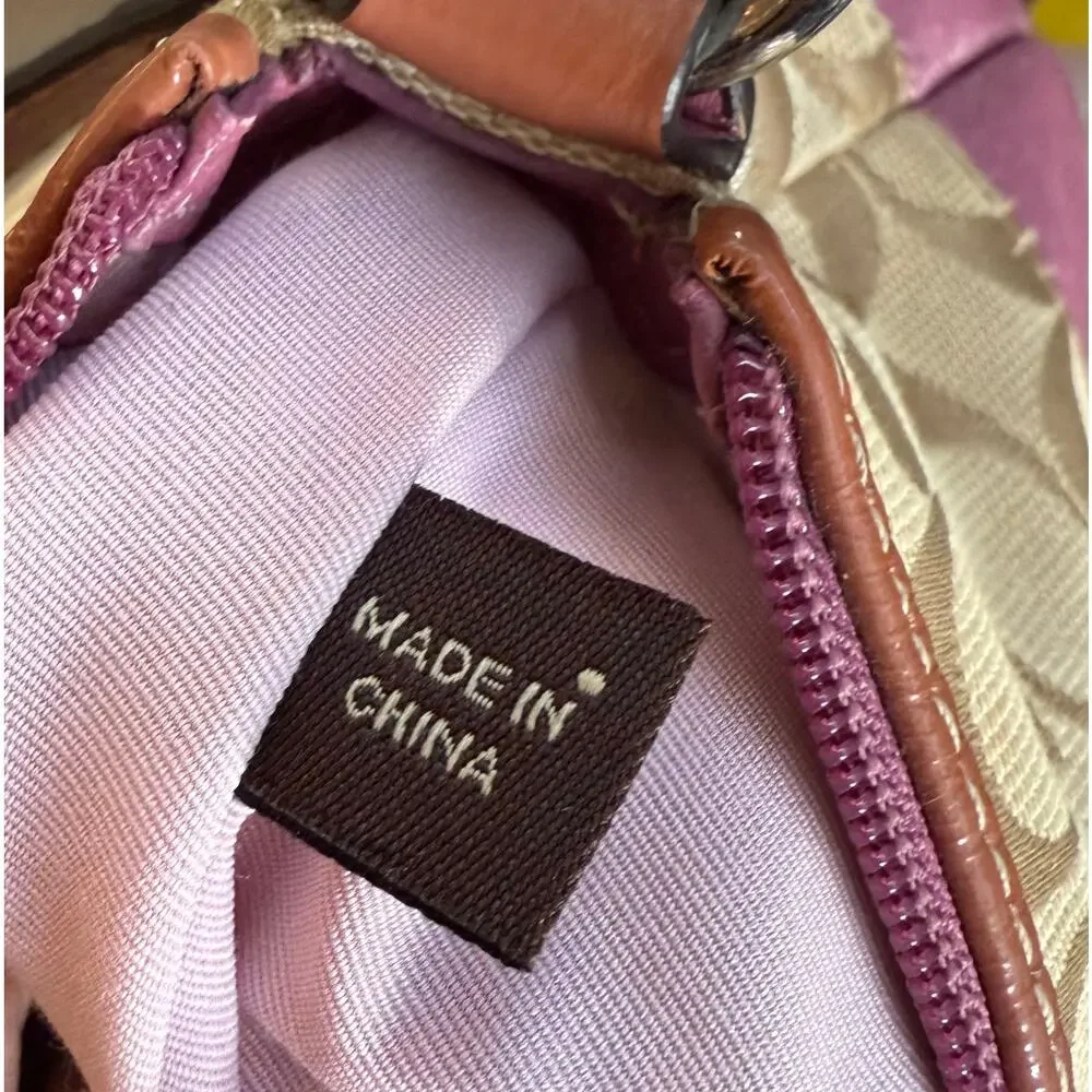 Vintage Y2K Coach Signature Stripe Lavender Mini Satchel Shoulder Bag Purse